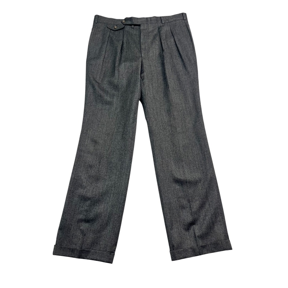 vtg 90s John Alexander 36x34 Gray Dress Pants Trousers Pleated Wool USA Cuffed